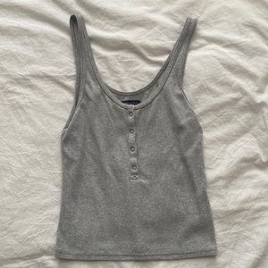 Semi cropped grey button detail tank top